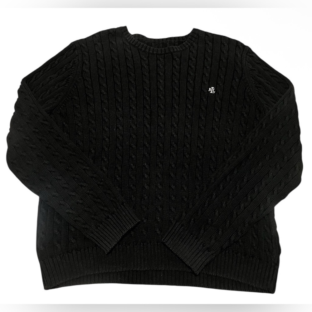 Lauren Ralph Lauren Cable Knit Sweater Women Gray Crew Neck